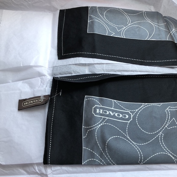 Coach scarf, 20” sq, Silk w hand rolled edge blk - Picture 9 of 10